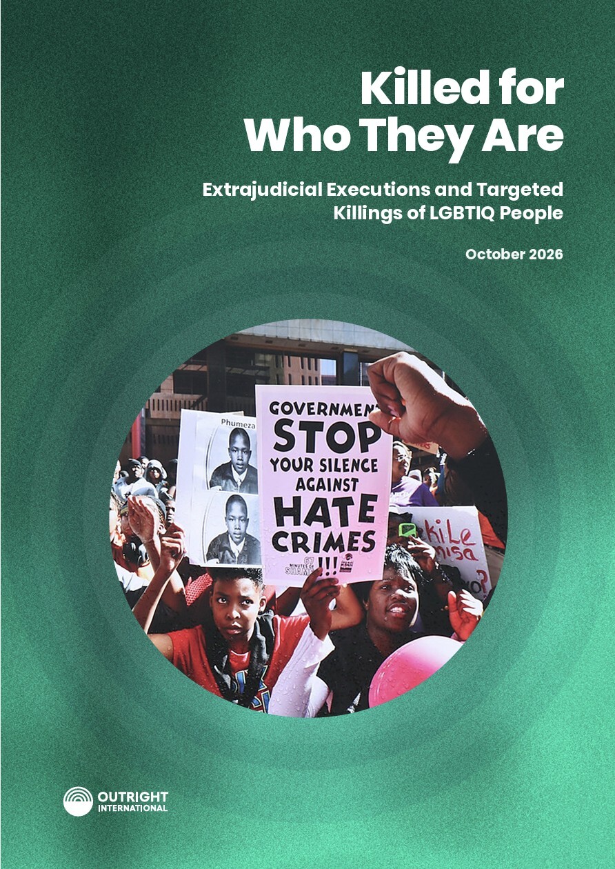 Cover of the report Killed for Who They Are: Extrajudicial Executions and Targeted Killings of LGBTIQ People, October 2026